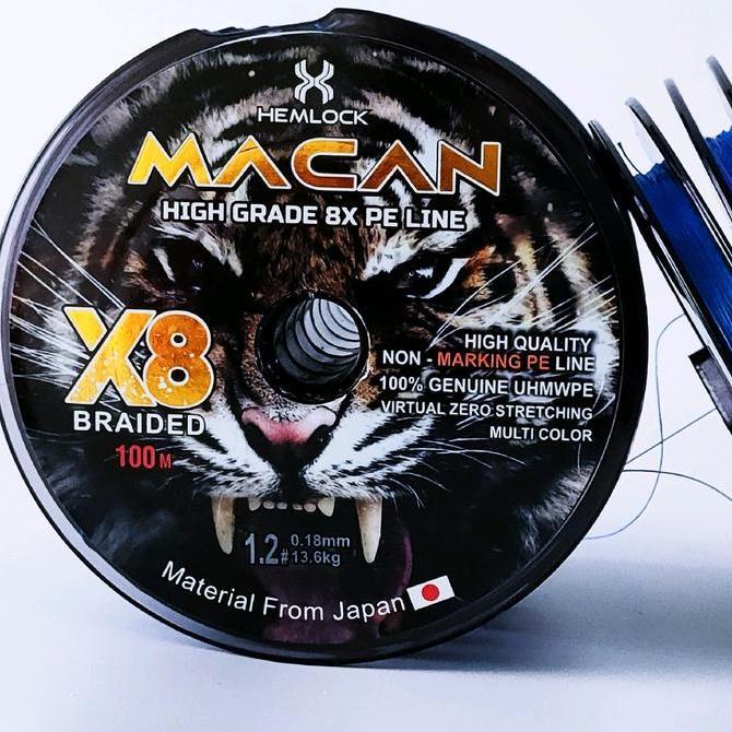 SENAR PANCING PE X8 MACAN 100M HEMLOCK ORIGINAL MULTI COLOR