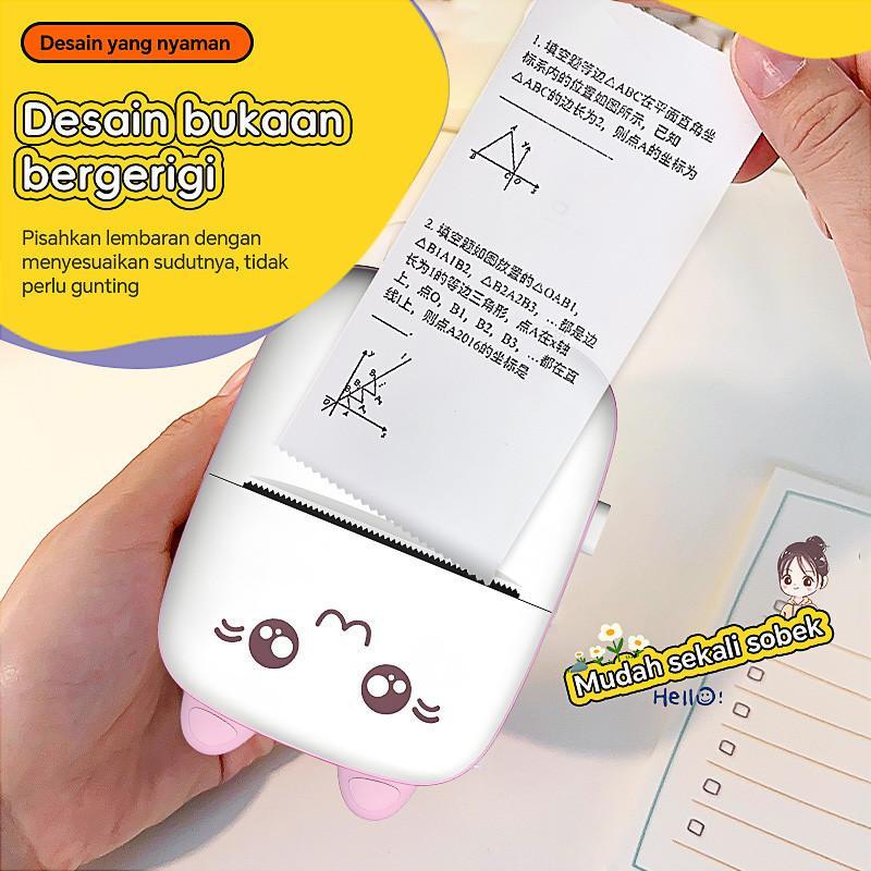 Cod Printer Termal Bluetooth Printer Portable Tanpa Tinta Mini Cute Bentuk Kucing Kecil Foto Struk B