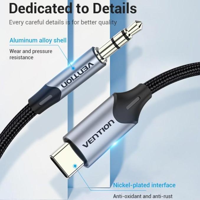 Cezu - Vention Kabel Usb Type C To Aux 3.5Mm Jack Audio Adapter - Bgk