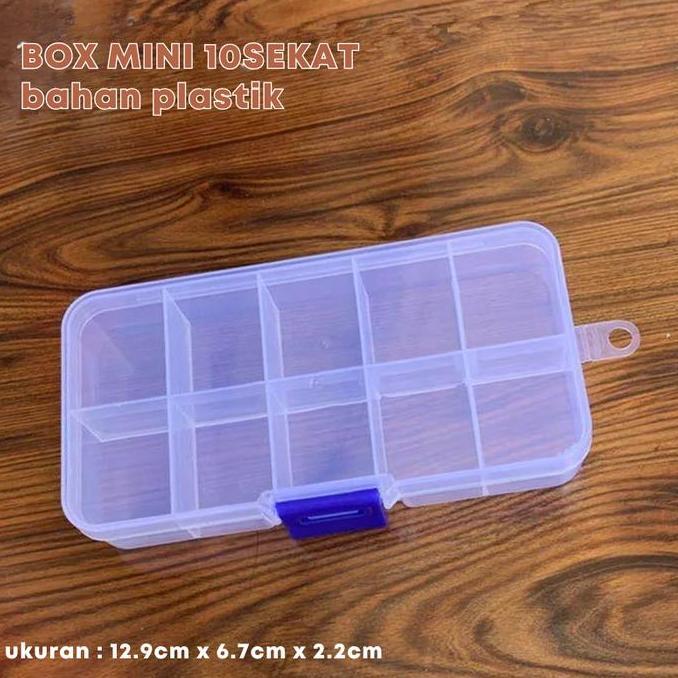 Gioze- Kotak Serbaguna Transparan Sekat 10 Bahan Plastik/Box 28Kolom Hiasan Nailart