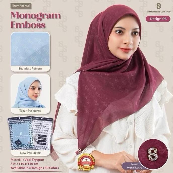 Louch- [Ecer] Umama Embosh | Jilbab Voal Embosh | Kerudung Umama Voal Tryspon | Umama Polos Embosh |