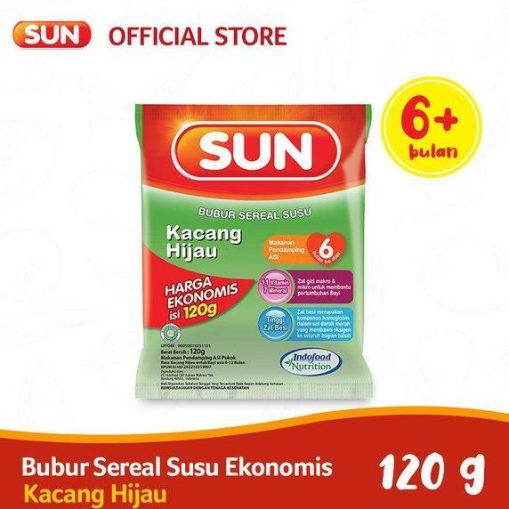 SUN Bubur Bayi 6 Bulan 120gr Kemasan Ekonomis PAKET 1 Box 24pcs Rasa Pisang Kacang Hijau Beras Merah