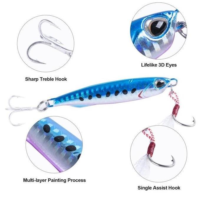 Umpan Buatan Payet Logam Lempar Pancing Laut Tenggelam Sendok Jigging 40/60G Umpan Bass Jigging Cor 