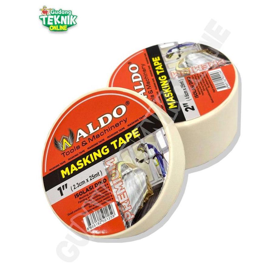 PIZERY Lakban Kertas 1" 2" 2.3cm 4.6cm 25M ALDO ISOLASI DIKO  / Masking Tape Isolasi Lakban Lem Kert