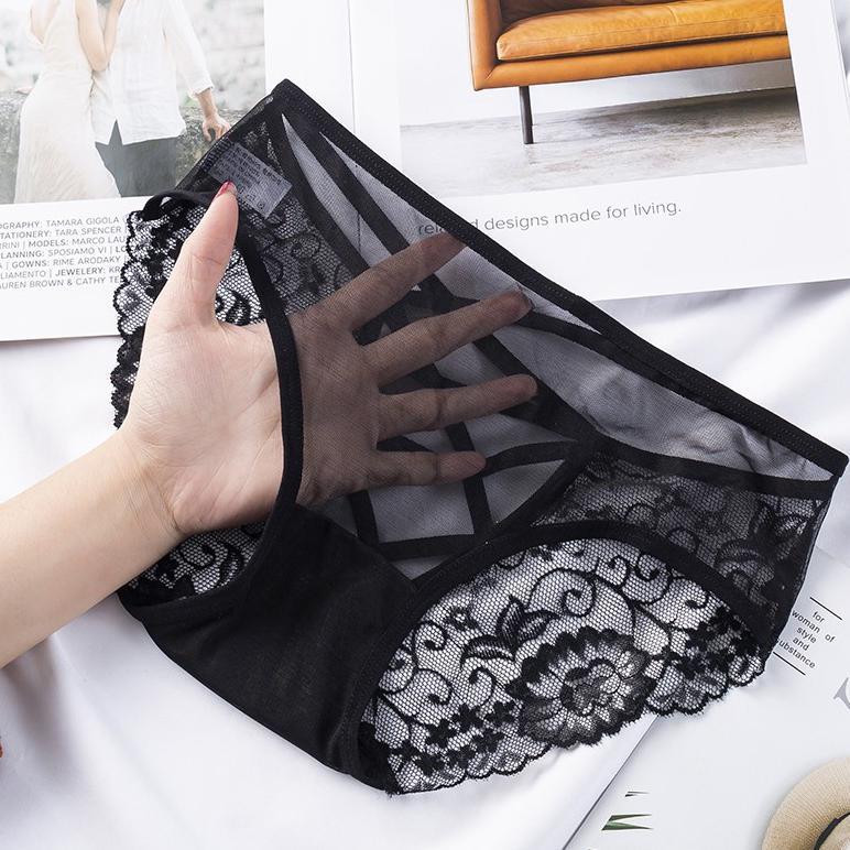 NEW Celana Dalam Brokat Renda Halus Dan Modis Cd Transparan /Celana seksi wanita mulus