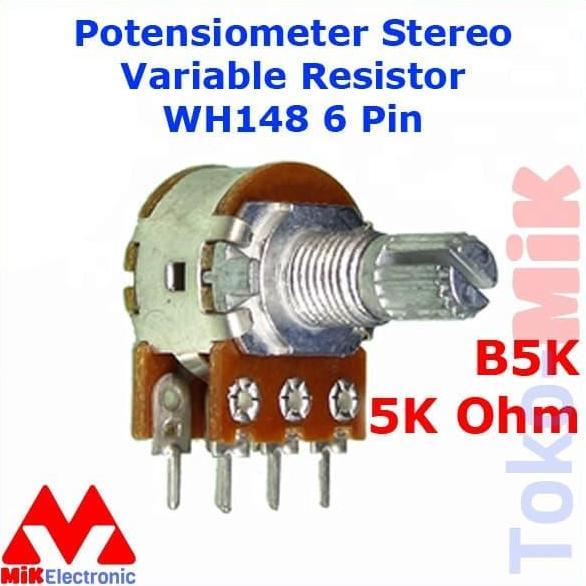 B5K 5K Ohm Potensiometer Potensio Meter Stereo Variable Resistor