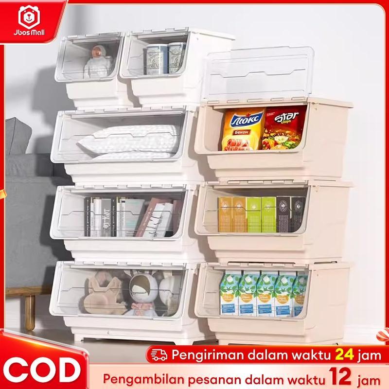 Rak Plastik Susun Dengan Roda Kotak Penyimpanan Organizer Rumah Buku Baju Mainan Tutup Box Storage T