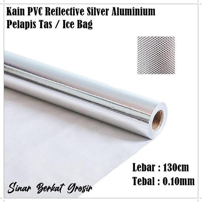 Soraya- Kain Pvc Reflective Silver Aluminium / Plastik Bintik Silver Lapis Tas