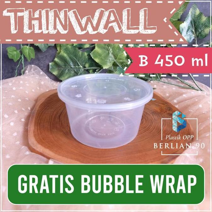 Thinwall Bulat 450 ml Thinwall Bulat Datar 450ml Mangkuk Plastik Salad