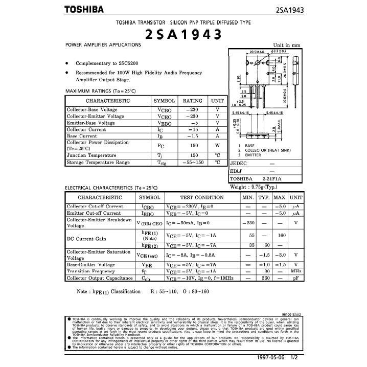 Transistor Toshiba 2Sc5200 - 2Sa1943 Tr Toshiba 2Sc 5200 2Sa 1493 Transistor Tr Final Toshiba Jepang