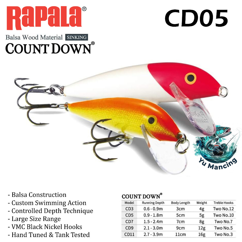 Lure Rapala Countdown CD05 - Umpan Casting Minnow 5cm 5gr