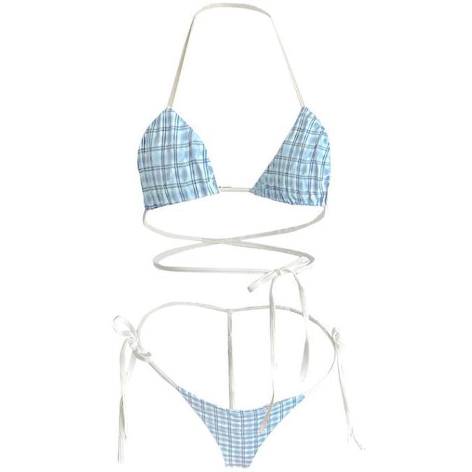 DS212 - Lingerie Wanita Set Transparan Motif Tali Bra G String Bikin Malan B022 Tidur BH