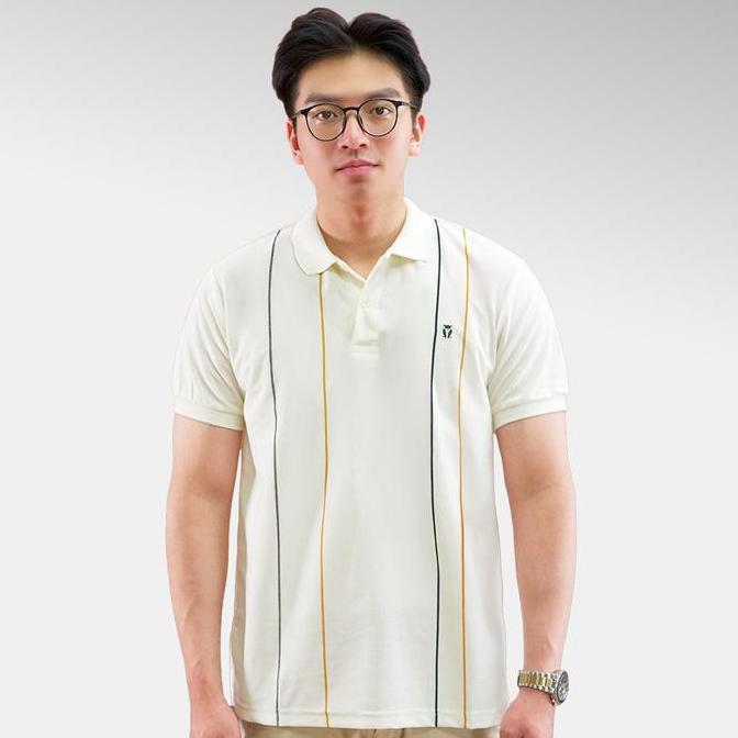 Itvaza661 - MATSUDA Baju Kaos Polo Shirt Dewasa Stripe Pria Kerah Katun Tarumizu OffWhite