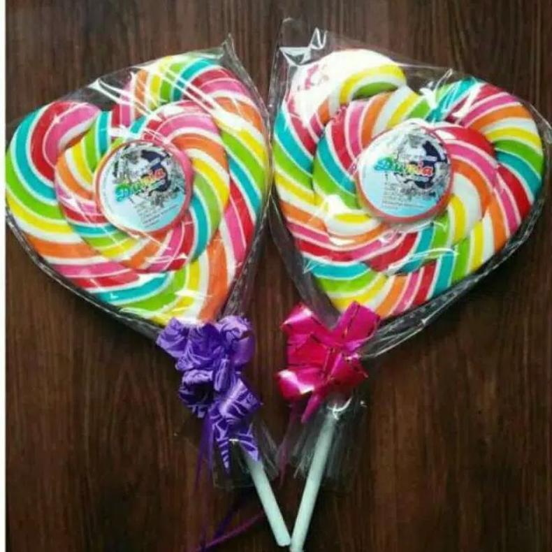 Permen Lolipop Besar 7 cm Isi 50 pcs Lollipop Love Warna-warni Ulang Tahun & Cocok Untuk Souvenir Di