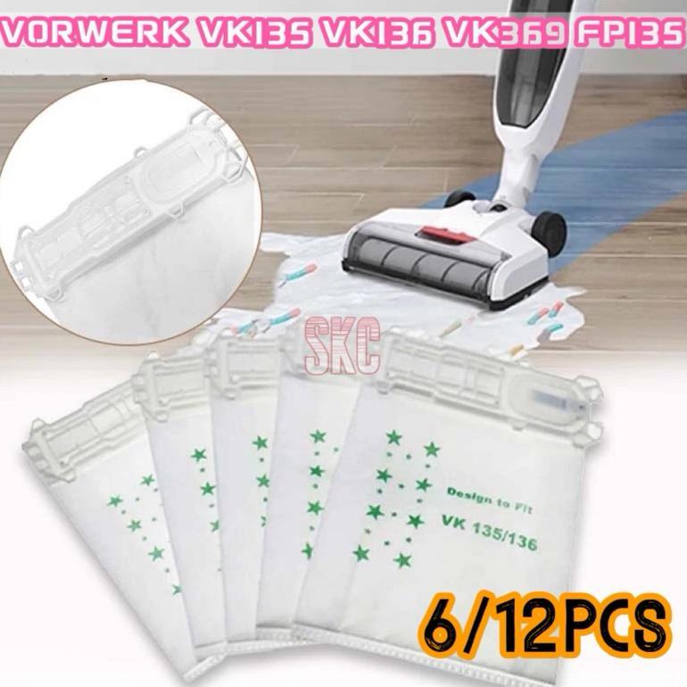 12PCS/SET Kantong Debu Untuk Vorwerk Vk135 Vk136 VK369 FP135 Vacuum Cleaner Dust Bag