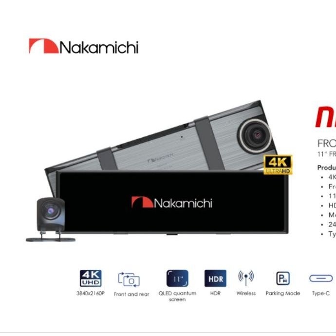 Nakamichi ND417F Dashcam Spion Mobil 4K Layar Sentuh HD