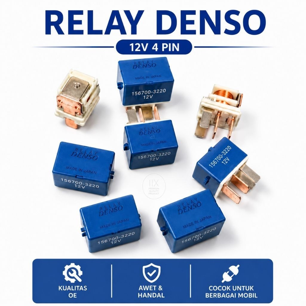 RELAY BIRU DENSO 12V 4P RILEI 156700-3200 RILEY AC UNIVERSAL RILEY DENSO ASLI JAPAN