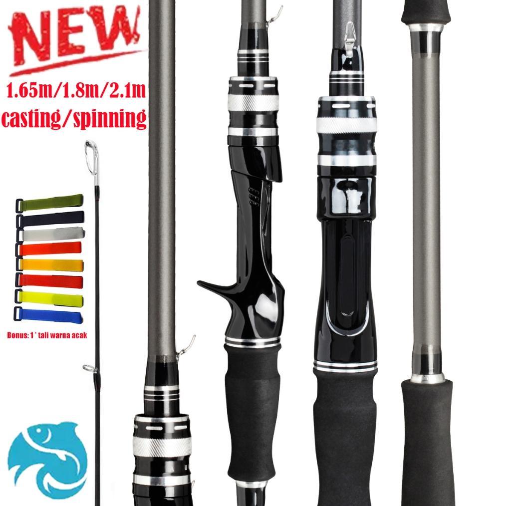 HAIYI FISHING joran pancing 2 bagian spinning/casting 1.65m/1.8m/2.1m M/ML joran Joran Pancing Carbo