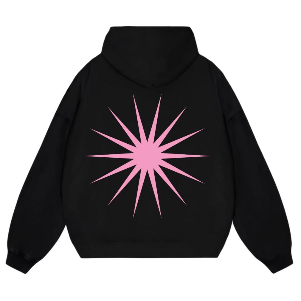 Lettucy Hoodie Boxy Fleece Cotton Cvc [ Hoodie Boxy Pink Circle Puff