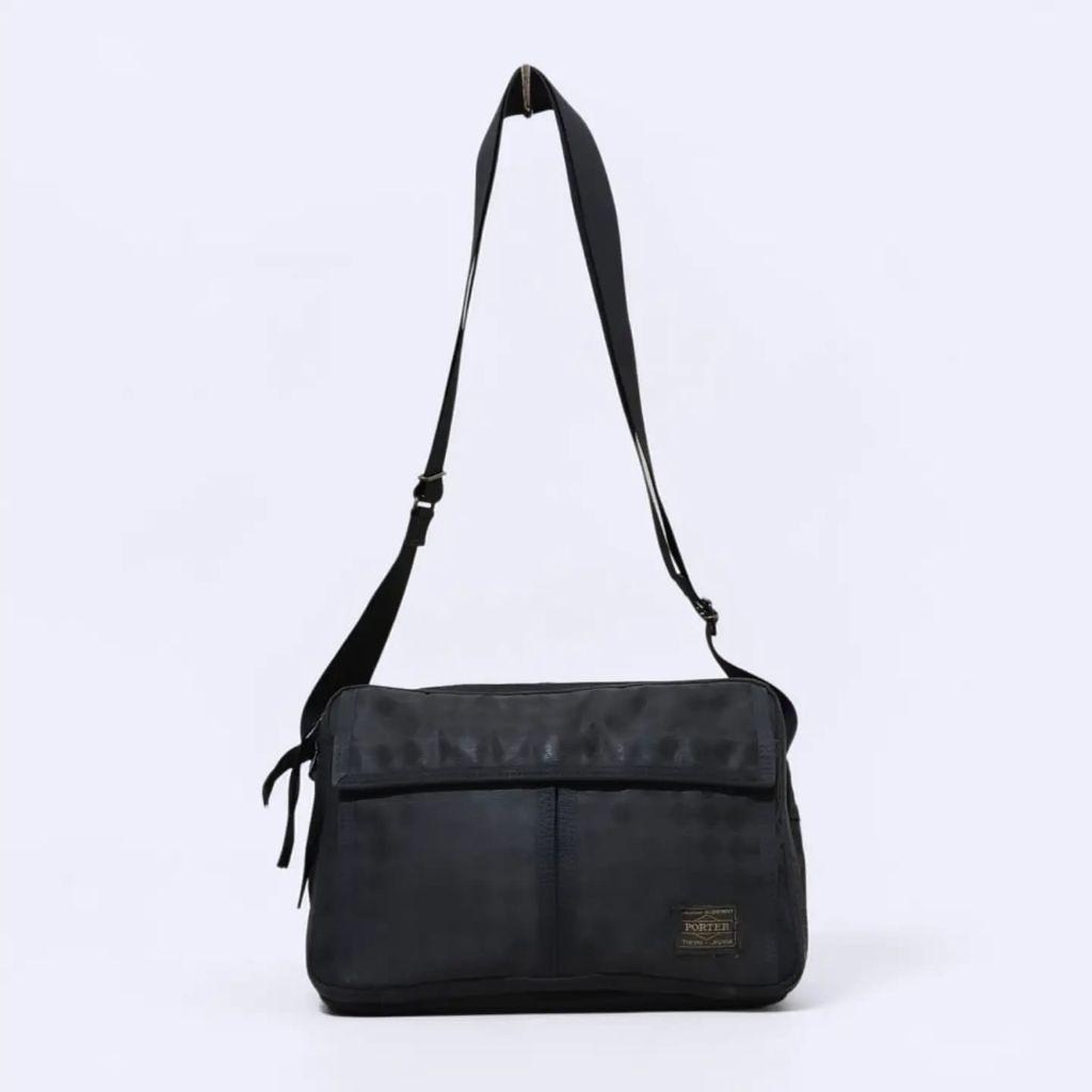 Porter Yoshida Japan Black Quilted Pattern Nylon Crossbody Bag Original