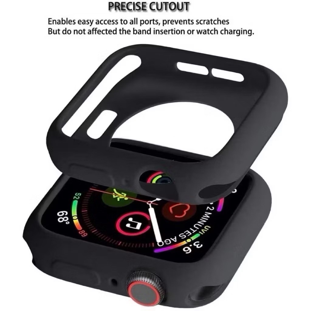 SILICONE TPU CASE CASING SMARTWATCH APPLEE IWOO T55 T500 WATCH SERIES KOTAK - VARIASI BLACK BASIC