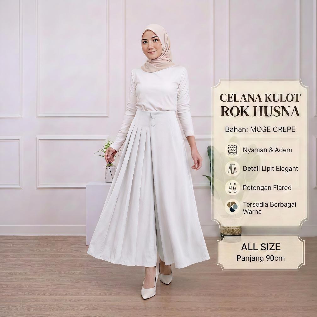 Celana Rok Husna Bahan Moscrepe Premium Variasi 2 Kancing