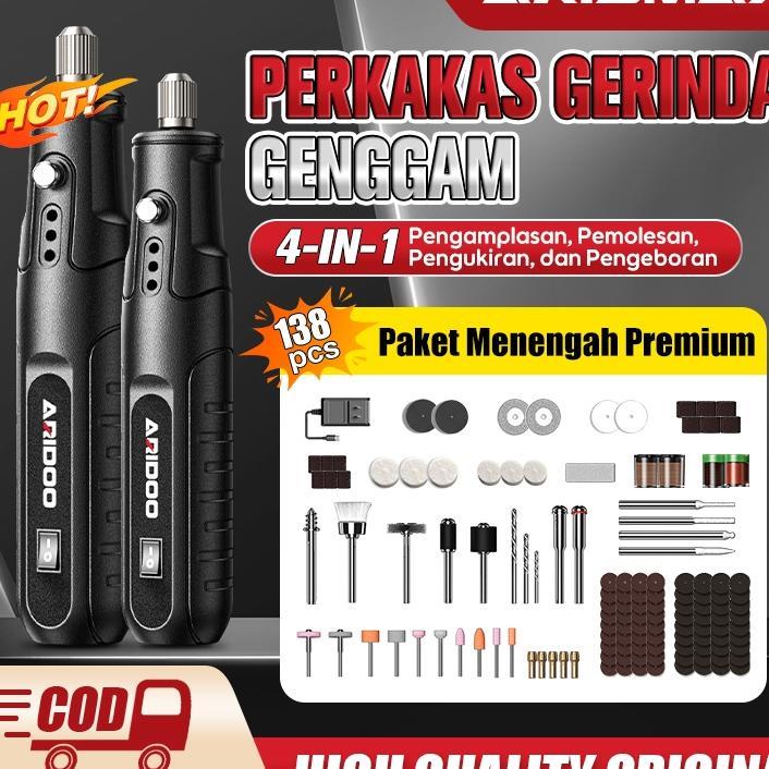 Cod Bor Mini Listrik Aridoo 12V 231Pcs Bor Mini Grinder Set, Mesin Ukir Poles Gerinda Listrik, Alat 