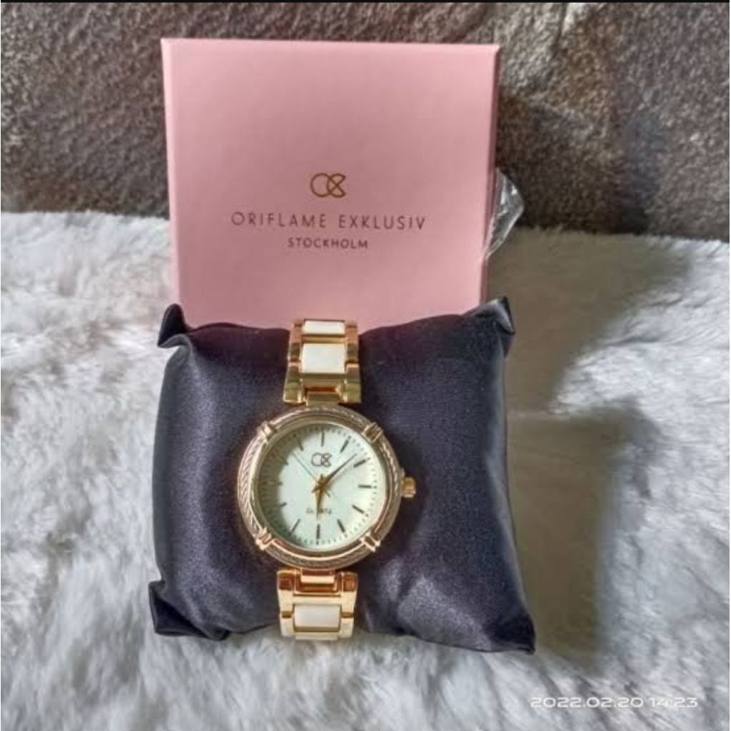 Jam Tangan Wanita Original Oriflame Rose Gold Rantai Gelang Kristal Swarovski
