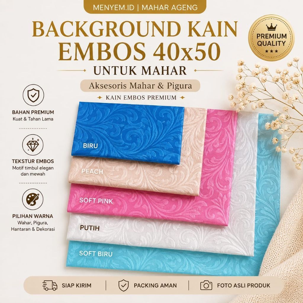 background kain embos 40x50 untuk mahar | wedding| pesta