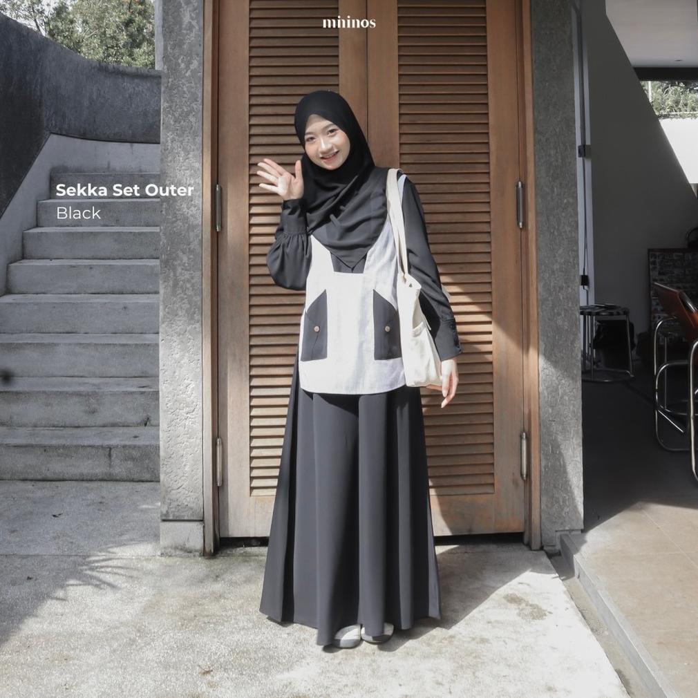 TERMURAH MININOS SEKKA SET OUTER GAMIS 2IN1 SET GAMIS OUTER REMAJA MUSLIMAH