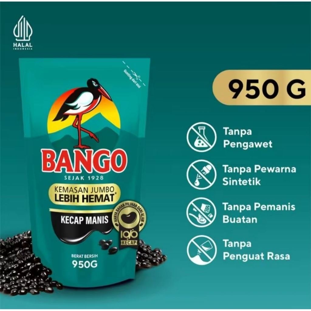 Bango Kecap Manis Refill Pouch Besar 950gr - Kecap Manis Bango 950 gr