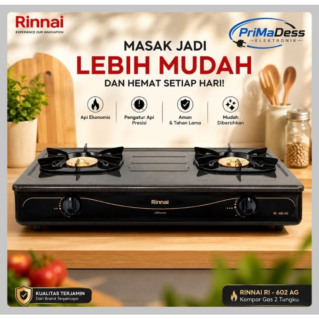 Kompor Gas Rinnai Ri-602 AG / Kompor Gas 2 Tungku Rinnai Ri 602AG