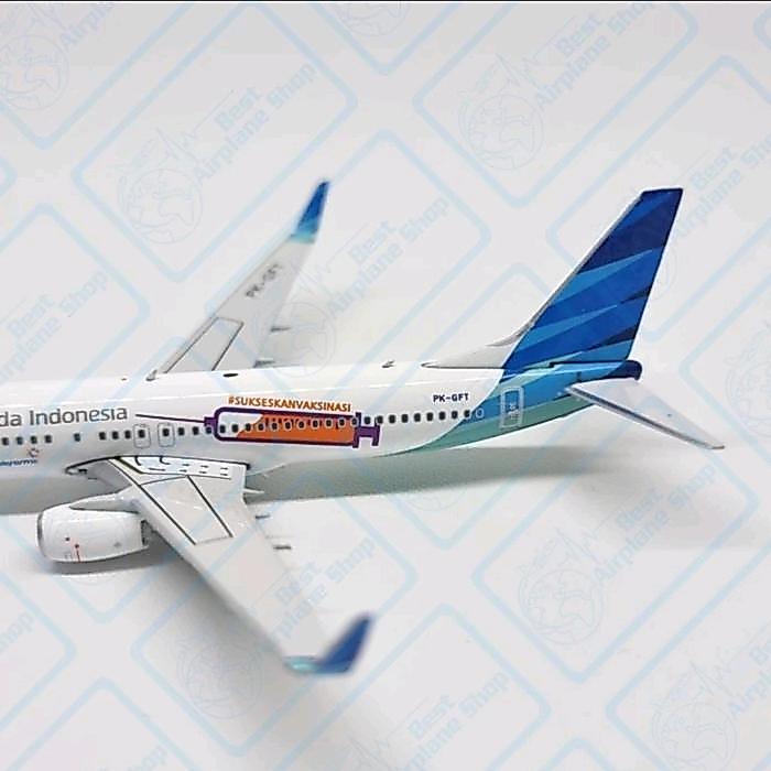 Khusus Gosend Phoenix Model Miniatur Diecast Pesawat Garuda Indonesia B737-800 Pk-Gft "Vaccine"