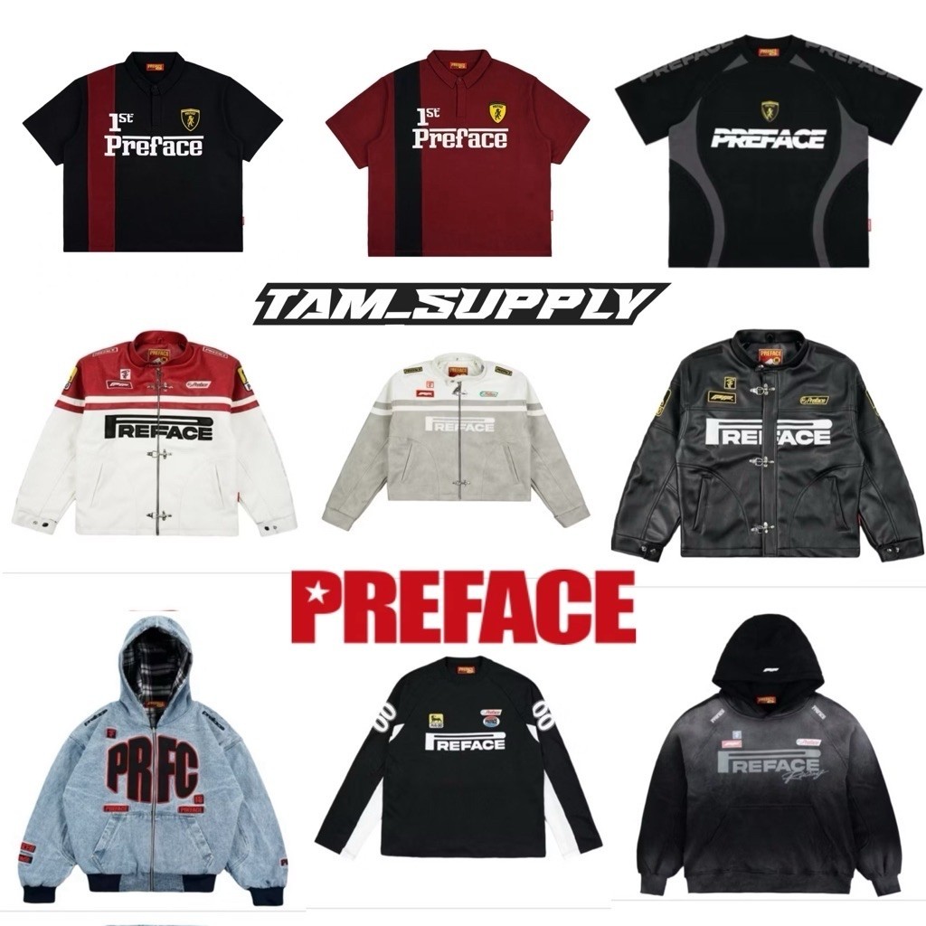 (TERMURAH ORIGINAL 100%) PREFACE RACING COLLECTION LEATHER JACKET PREFACE | BOXY ZIP HOODIE PREFACE 