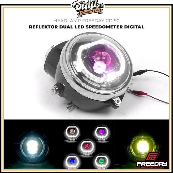 Headlamp CD 90 FREEDAY Lampu Depan Standar Dual Led Matrix Speedometer RBG Megapro Primus MP Mono Te