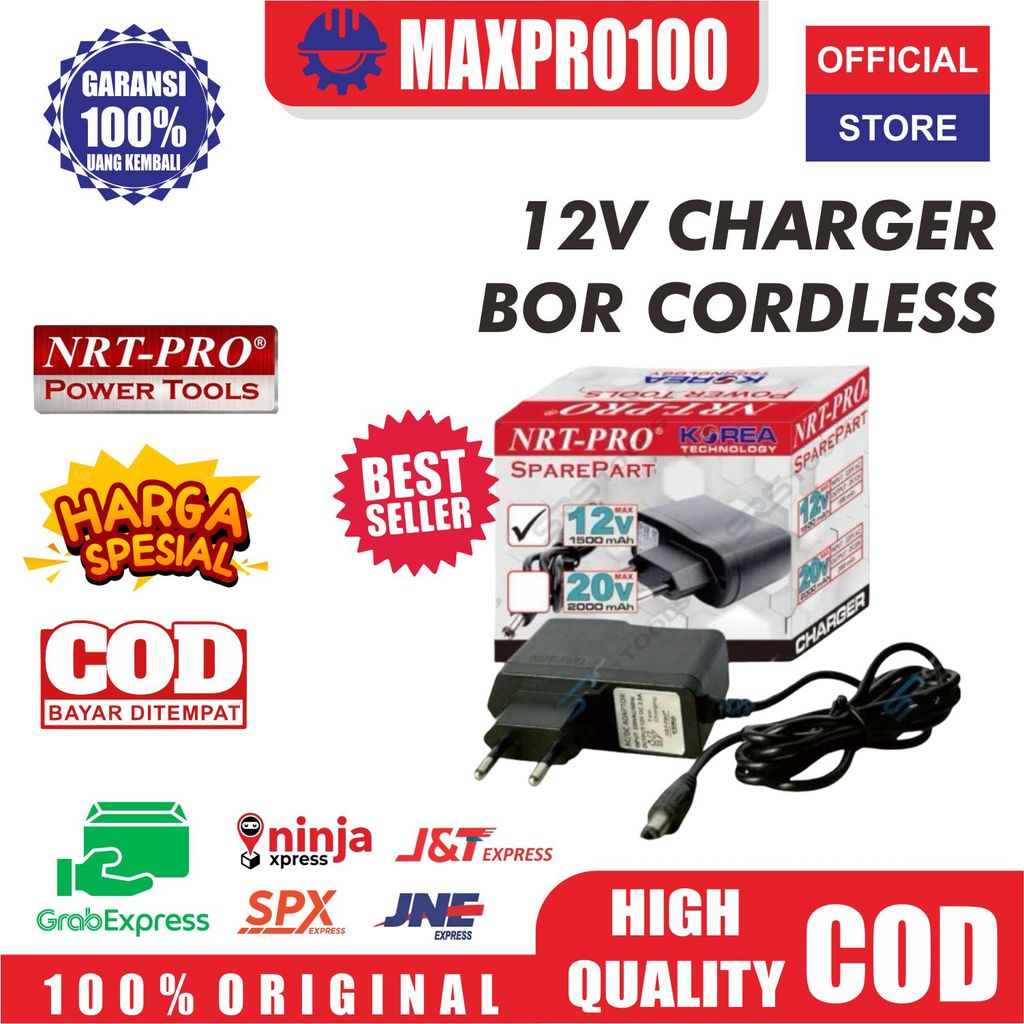 Charger Bor Cordless NRT-PRO 12V Original / Casan Baterai Bor Cas NRT PRO 12 Volt