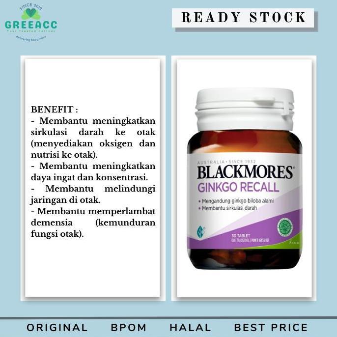 Fitmax- Blackmores Gingko Action Ginko Forte 40 Kapsul Bpom Ginkgo Kalbe