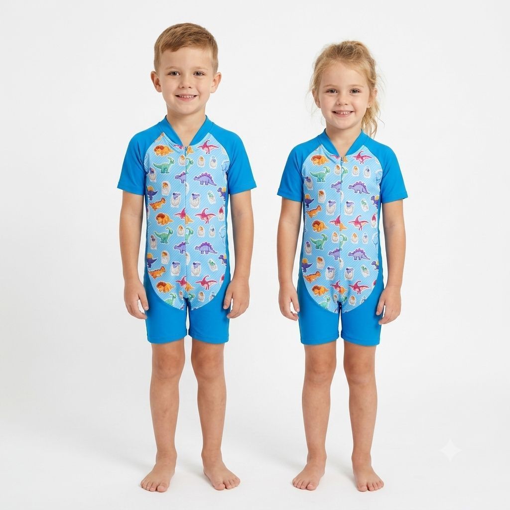 CHIODA 72100 Baju Renang Anak Tangan Pendek Biru Muda Ikan