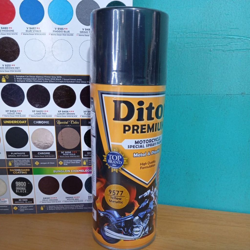 DITON Premium Pilok Pilox Cat Semprot - 9577 Yellow Metallic / Kuning Metalik / Kuning Emas (400cc)