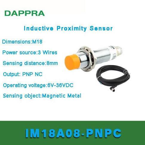 M18 8Mm Pnp Nc Dc Connector Type Inductive Proximity Sensor Oc02