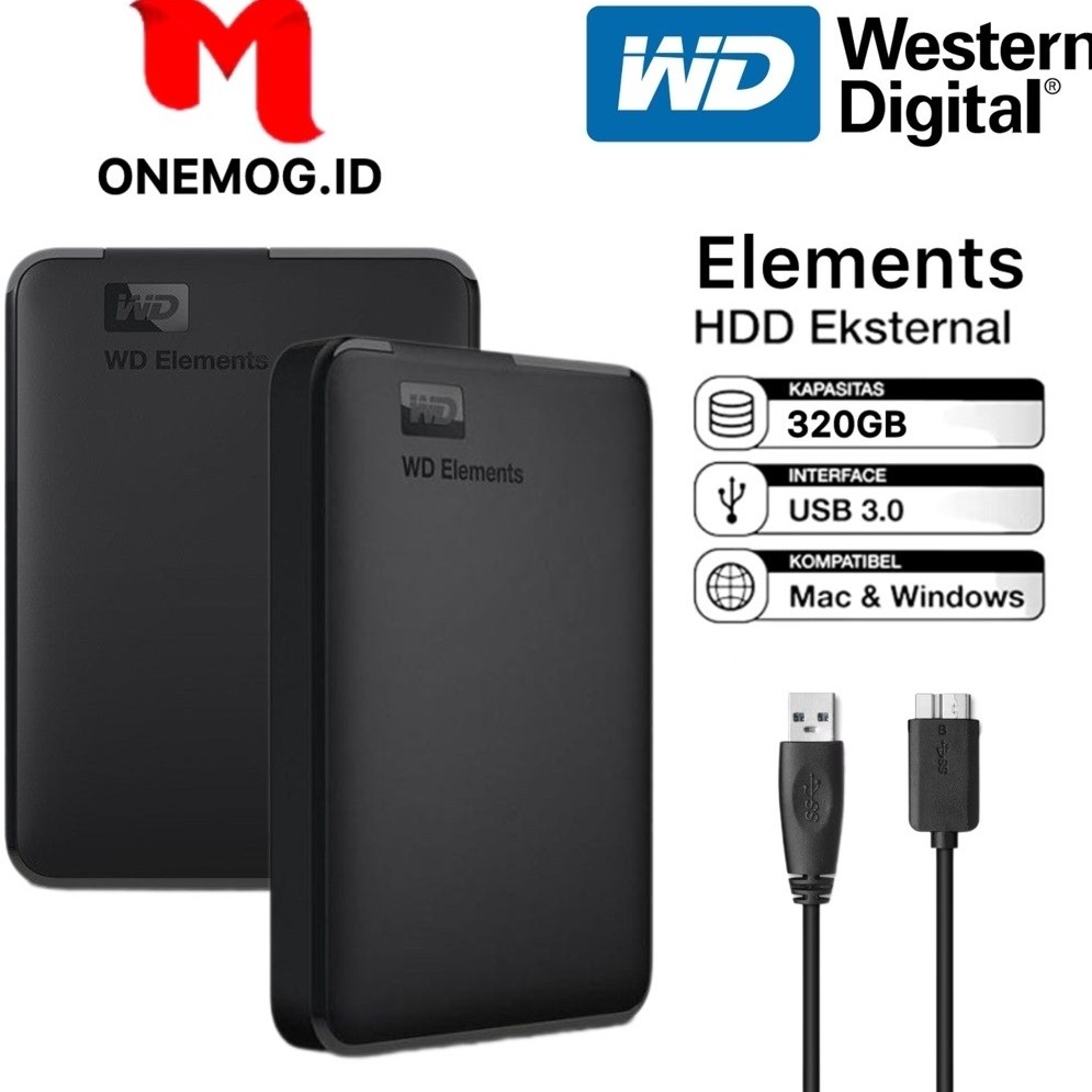 Hardisk Eksternal WD Elements USB 3.0 New Promo Hdd External 320GB / 500GB / 1TB For Laptop NB PS
