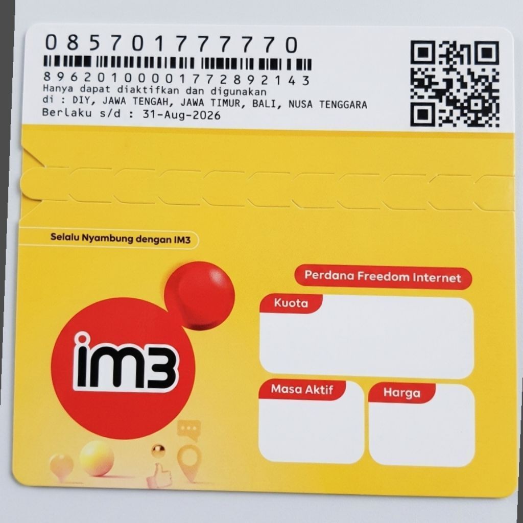 Nomor Cantik PANCA 77777 Kartu Perdana Indosat IM3