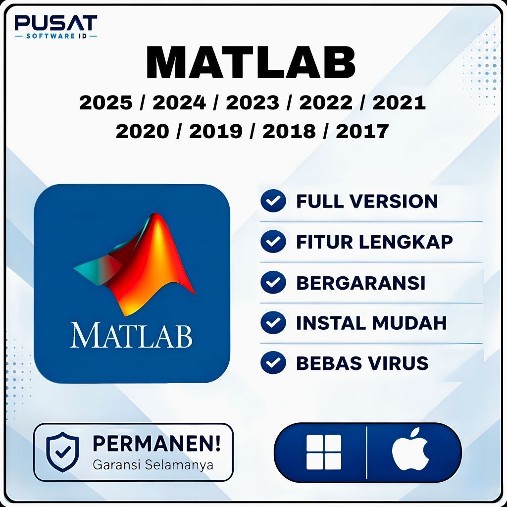 Matlab 2026 - 2017 Full Version Lifetime Permanen Windows & Mac Os | Tersedia Versi 2026 / 2025 / 20
