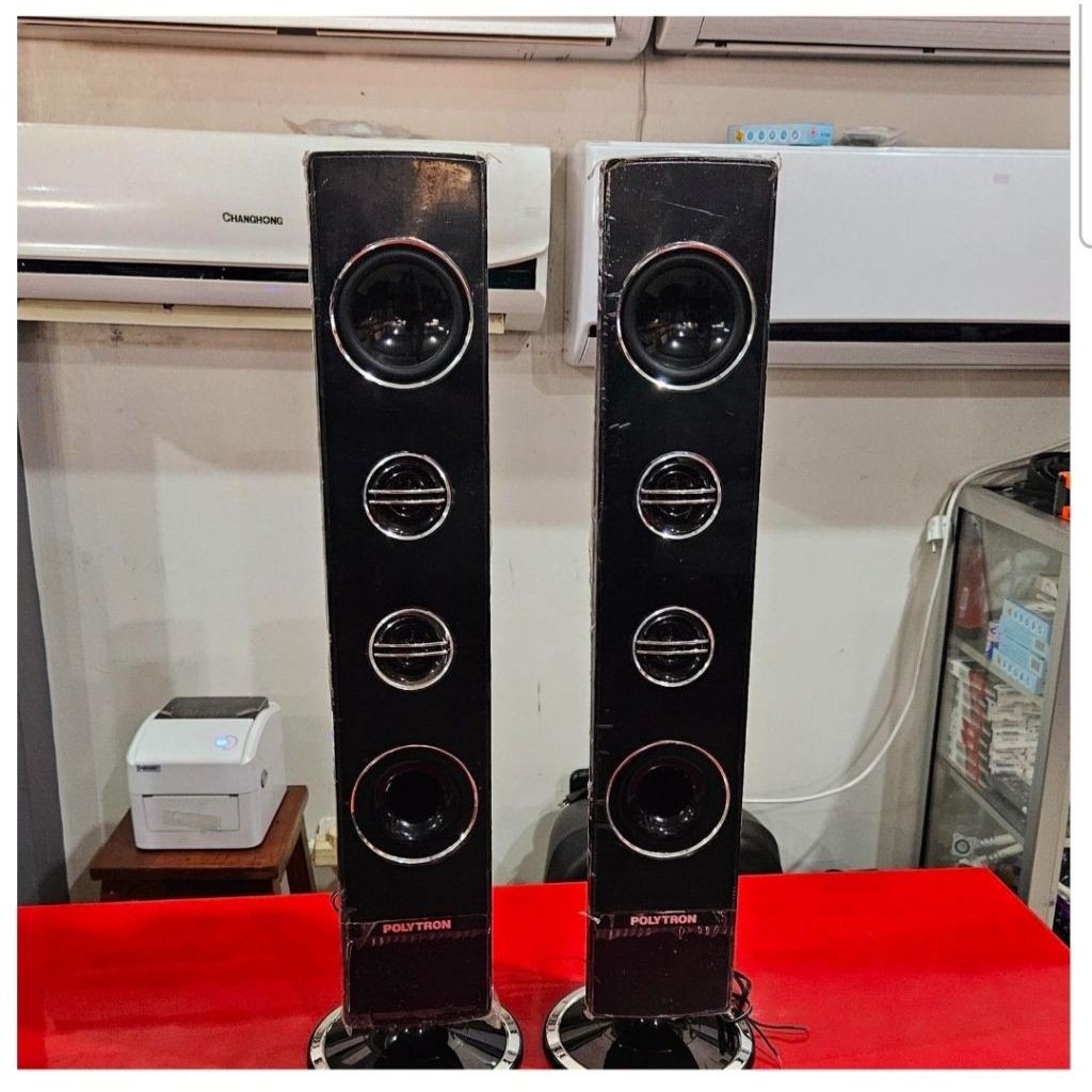 SPIKER TOWER LED TV POLYTRON 40 IN ORI CUCI GUDANG KAKI BUNDAR