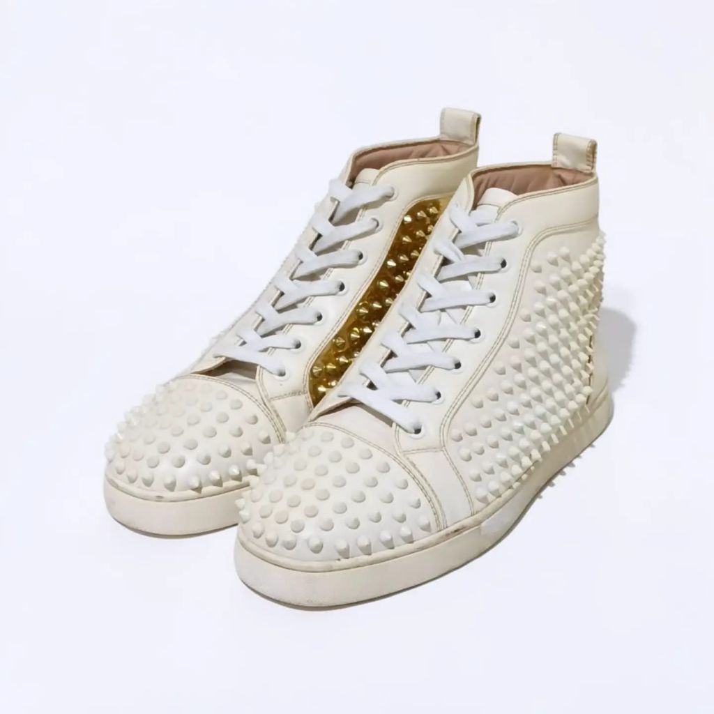 Christian Louboutin Mens Louis Spike White/Gold Original