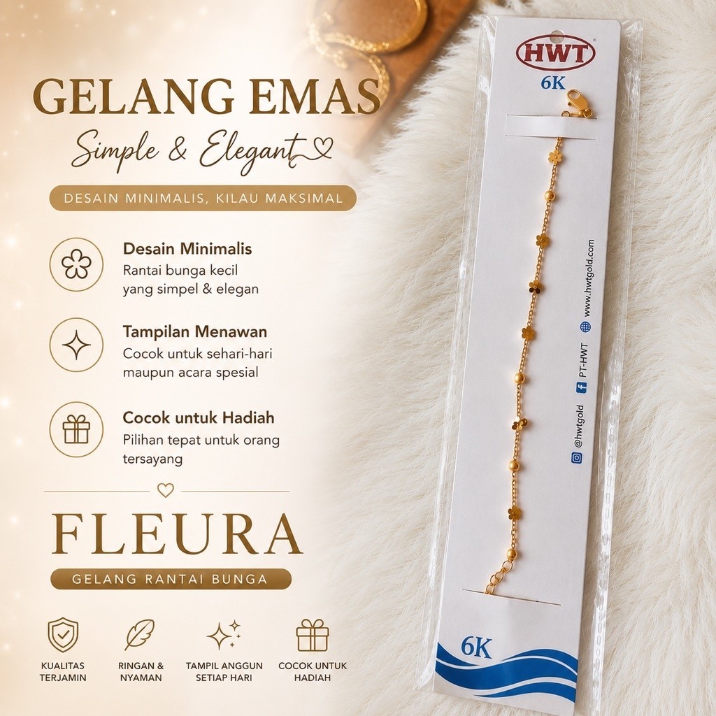 Gelang Emas HWT 6K 300 Fleura