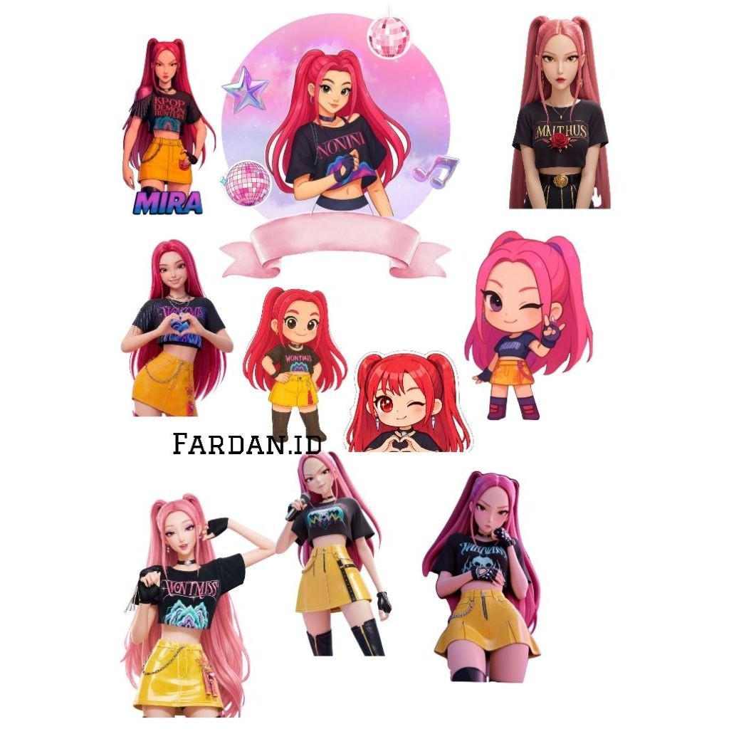 TOPPER CAKE CUSTOM NAMA MIRA KPOP HUNTER/TOPPER MIRA KPOP HUNTER/TOPPER KUE ULANG TAHUN MIRA