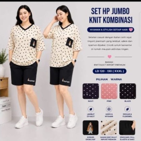 One Set Knit Import Celana Pendek Jumbo