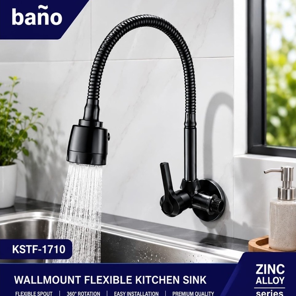 Kran Keran wastafel fleksibel angsa cuci piring dinding KOREI ISCO BANO