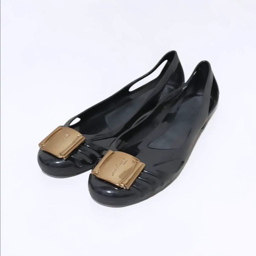 Salvatore ferragamo Vara Bow Jelly Ballerina Flats Black Original